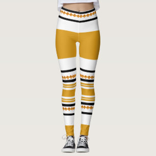 Schwarz-weißer Senf des ethnischen Stammes- Leggings