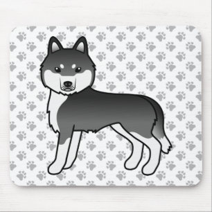 Schwarz-weißer sibirischer Husky, süßer Cartoon-Hu Mousepad