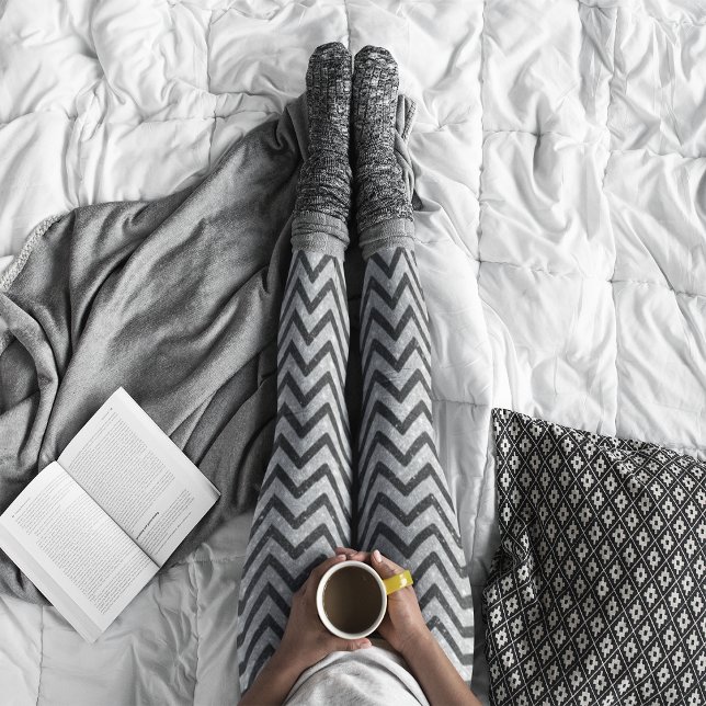 Schwarz-weißer Silver Glitzer Zickzack Zigzag Must Leggings (Von Creator hochgeladen)