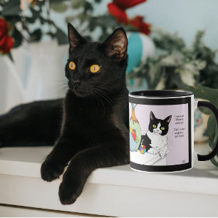 Schwarz-weißer Smoking lustige Katze Tasse