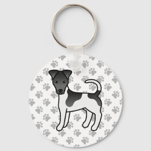 Schwarz-weißer Smooth-Fox-Terrier-Cartoon-Hund Schlüsselanhänger