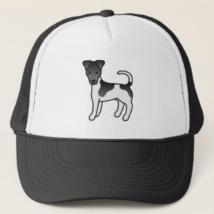 Schwarz-weißer Smooth-Fox-Terrier-Cartoon-Hund Truckerkappe