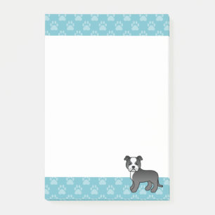 Schwarz-weißer Staffordshire Bull Terrier Hund Post-it Klebezettel