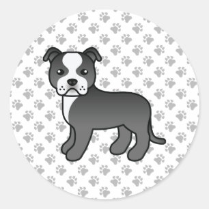 Schwarz-weißer Staffordshire Bull Terrier Hund Runder Aufkleber