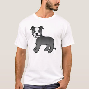 Schwarz-weißer Staffordshire Bull Terrier Hund T-Shirt
