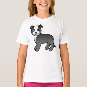 Schwarz-weißer Staffordshire Bull Terrier Hund T-Shirt