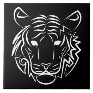 Schwarz-weißer Stammes-Tiger Fliese