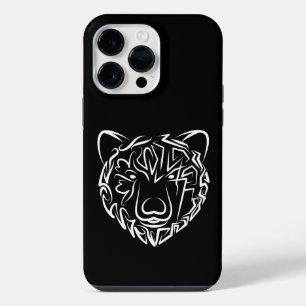 Schwarz-weißer Stammesbär iPhone 14 Pro Max Hülle