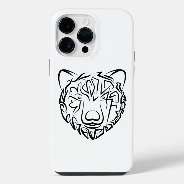 Schwarz-weißer Stammesbär iPhone Hülle (Rückseite)