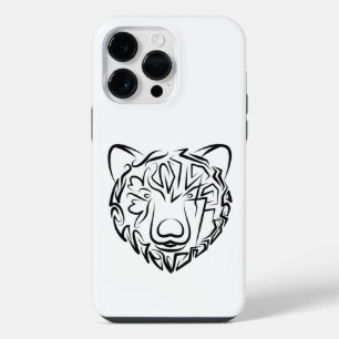 Schwarz-weißer Stammesbär iPhone 14 Pro Max Hülle