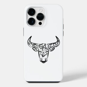 Schwarz-weißer Stammesbulle / Ochse iPhone 14 Pro Max Hülle