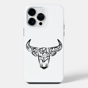 Schwarz-weißer Stammesbulle / Ochse iPhone 14 Pro Max Hülle