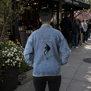 Schwarz-weißer Stammesdrache Jeansjacke