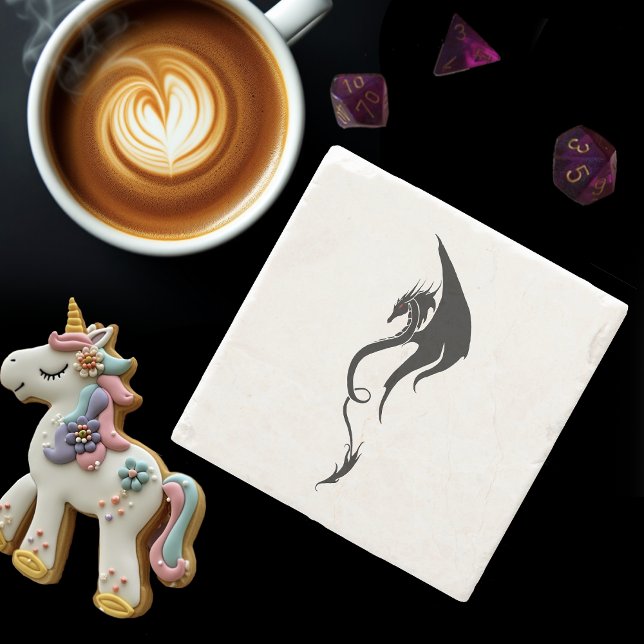 Schwarz-weißer Stammesdrache Steinuntersetzer (Von Creator hochgeladen)