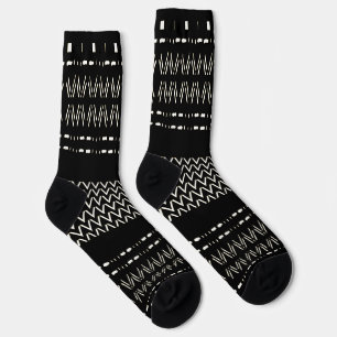 Schwarz-weißer Stammesdruck-Crew-Socken Socken