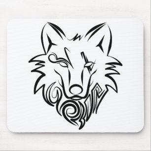 Schwarz-weißer Stammeswolf Mousepad