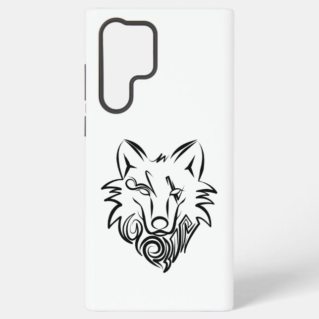 Schwarz-weißer Stammeswolf Samsung Galaxy Hülle (Rückseite)