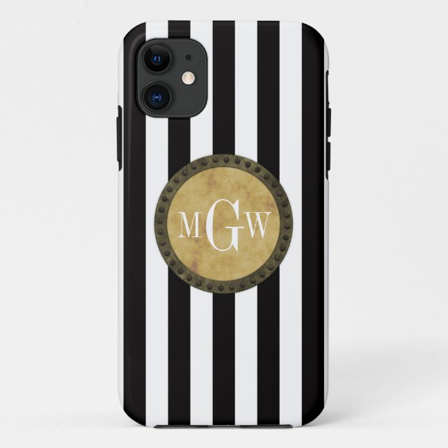Schwarz-weißer Streifen Case-Mate iPhone Hülle (Rückseite)