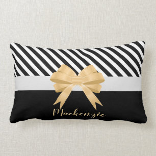Schwarz-weißer Streifen Goldem Bogen Lendenkissen
