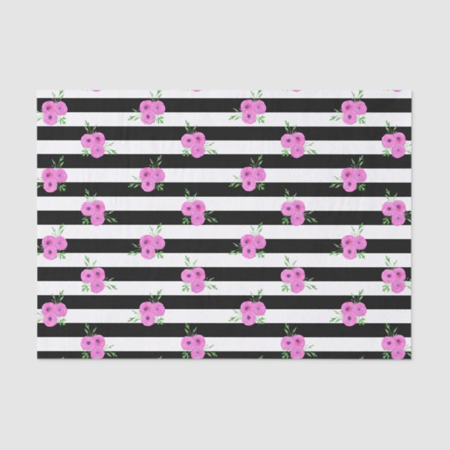 Schwarz-weißer Streifenrosa Seidenpapier (Vorderseite)