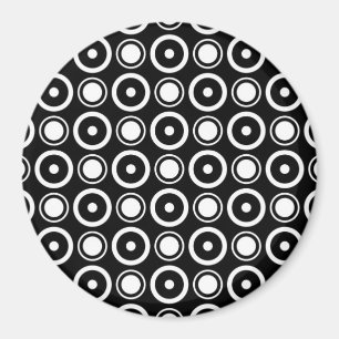Schwarz-weißer, stylischer Polka mit schwarzem Hin Magnet