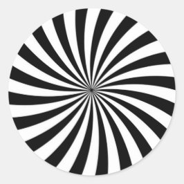 Schwarz-weißer Swirbel der optischen Illusion Runder Aufkleber