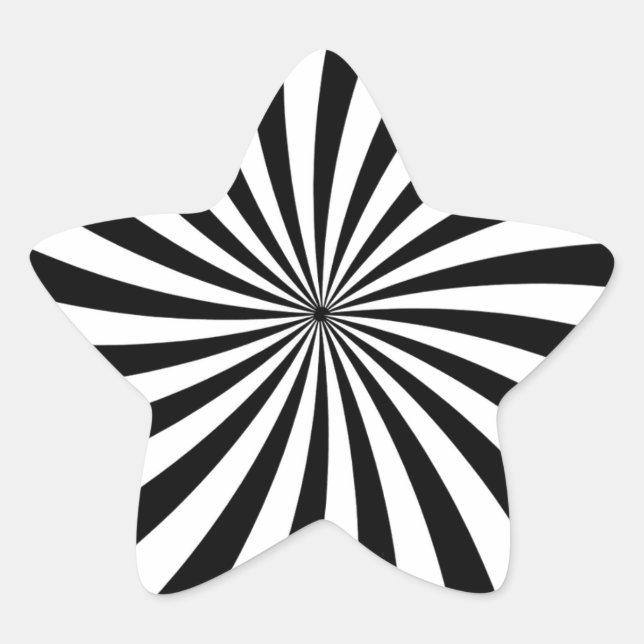 Schwarz-weißer Swirbel der optischen Illusion Stern-Aufkleber (Vorderseite)