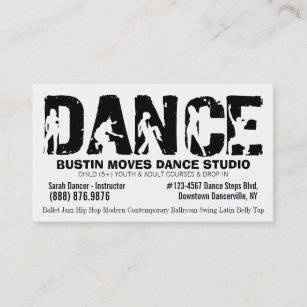 Schwarz-weißer Tanz-Studio-Tanzen-Lehrer Visitenkarte