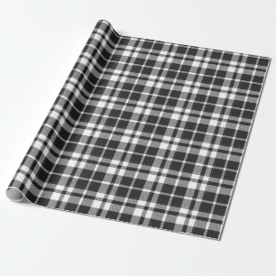 Schwarz-weißer Tartan Schottland nahtloses Plaid Geschenkpapier