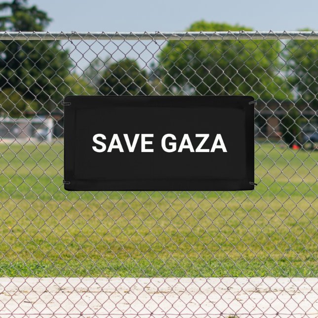 Schwarz-weißer Text aus Gaza auf Minimalismus gere Banner (InSitu)