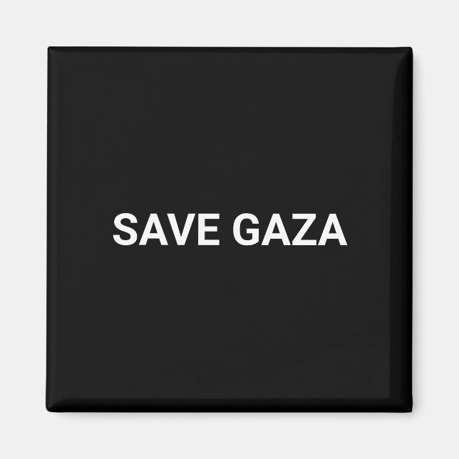 Schwarz-weißer Text aus Gaza auf Minimalismus gere Magnet (Vorne)