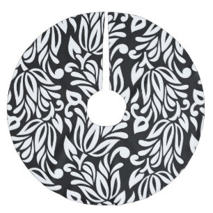 Schwarz-weißer Textilstoff. Polyester Weihnachtsbaumdecke