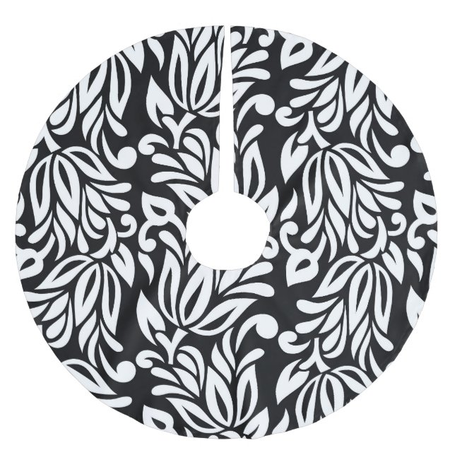 Schwarz-weißer Textilstoff. Polyester Weihnachtsbaumdecke (Vorderseite)