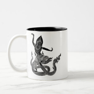 Schwarz-weißer thailändischer Drache Zweifarbige Tasse