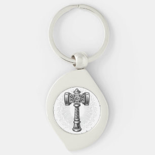 Schwarz-weißer Thors Hammer Mjolnir Schlüsselanhänger