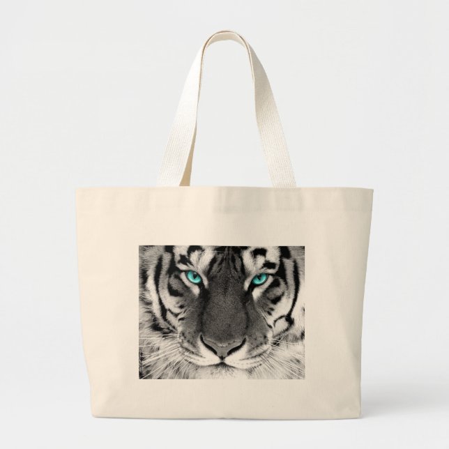 Schwarz-weißer Tiger Jumbo Stoffbeutel (Vorne)