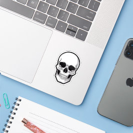 Schwarz-weißer Totenkopf-Halloween-Aufkleber Aufkleber