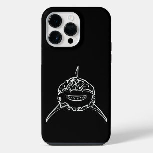 Schwarz-weißer tribaler Weißer Hai iPhone 14 Pro Max Hülle