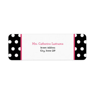 Schwarz-weißer u. rosa Polka-dot- addressaufklebe