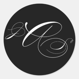 Schwarz-weißer Umschlag Aufkleber mit drei Anfangs