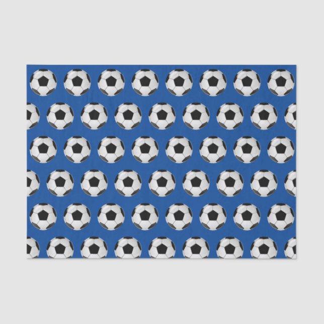 Schwarz-weißer und blauer Fußball-Ball Seidenpapier (Vorderseite)