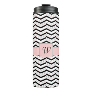 Schwarz-weißer und blush Zickzack Thermaltumbler Thermosbecher