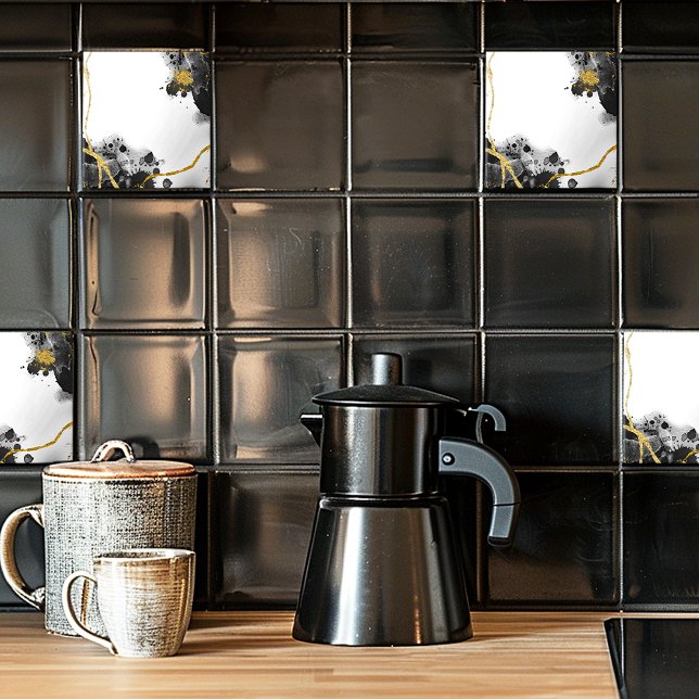 Schwarz-weißer und Gold-Glitzer Fliese (Von Creator hochgeladen)