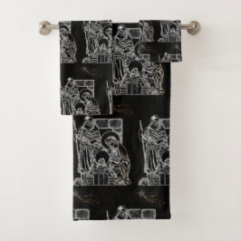 SCHWARZ-WEISSER UND GOLDNATIVITY BADHANDTUCH SET