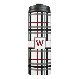 Schwarz-weißer und Karierter Tumbler Thermosbecher