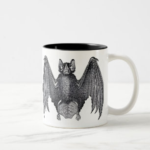 Schwarz-weißer Vintage-Fledermaus-Becher Zweifarbige Tasse