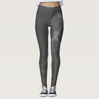 Schwarz-weißer Vintage-Oktopus Leggings