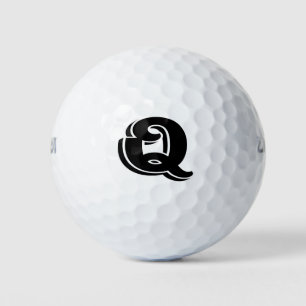 Schwarz-weißer Vintager Buchstabe Q Mit Monogramm Golfball