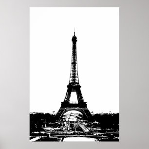 Schwarz-weißer Vintager Eiffelturm Paris Reisen Poster