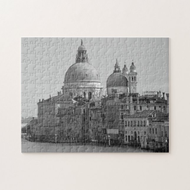 Schwarz-weißer Vintager Markusplatz Venedig Puzzle (Horizontal)